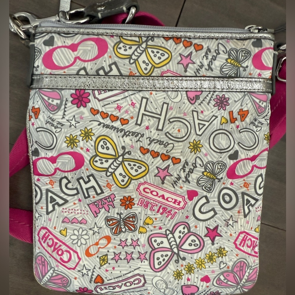 Coach Poppy Butterfly Graffiti Authentic Vintage crossbody bag - Picture 8 of 13